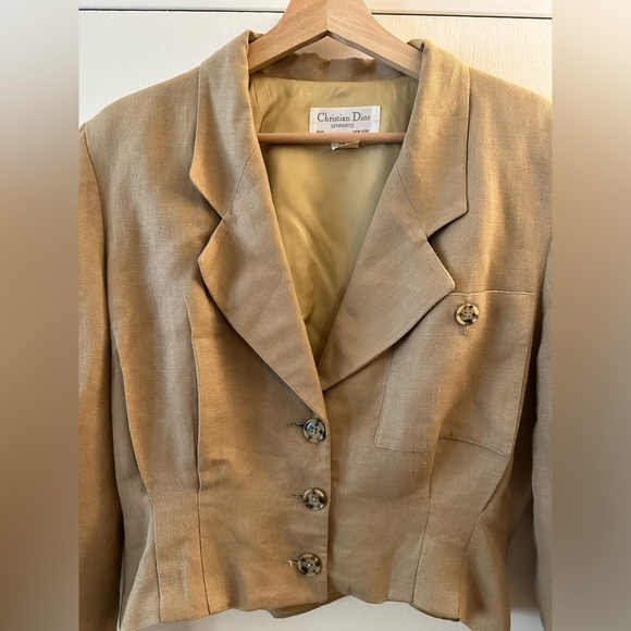 Authentic Vintage Christian Dior Structured Blazer Jacket Beige 12 - Picture 2 of 7
